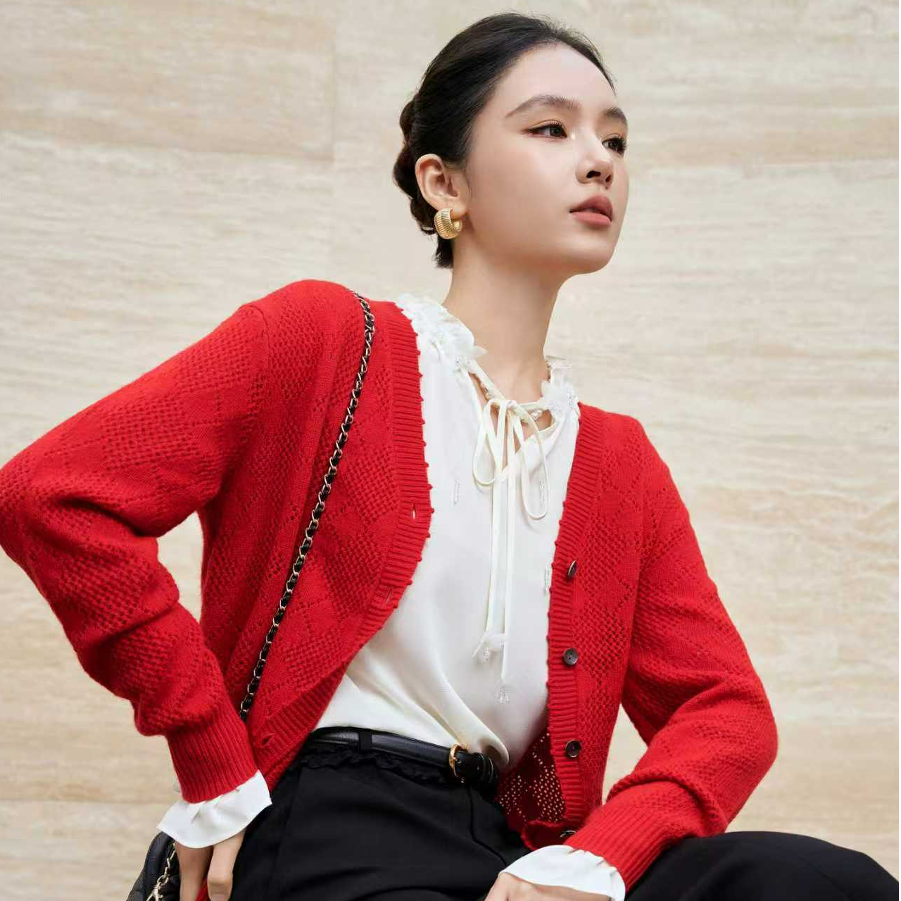 俪妍【LIVELY.YAN】26春款毛织开衫上衣77635时尚休闲百搭