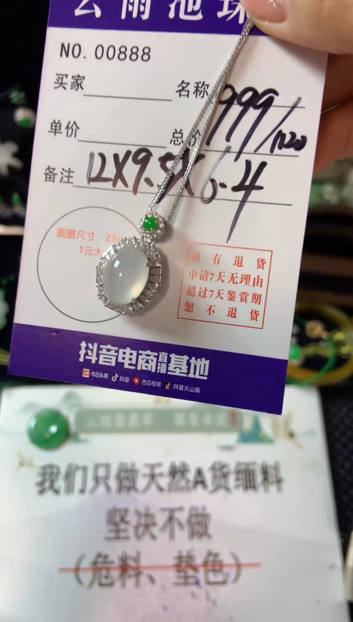 【闪购商品】翡翠颈饰银S925镶嵌翡翠