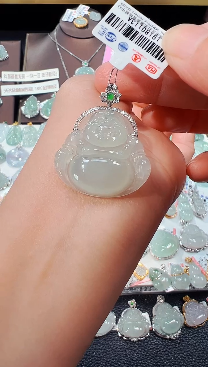 【闪购商品】翡翠吊坠(不含链)18K金镶嵌佛公吊坠113A