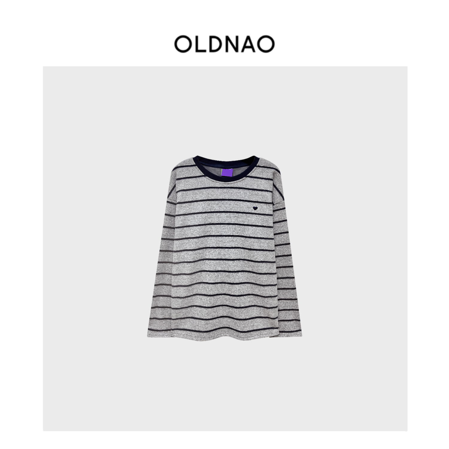 【OLDNAO】品牌订单线磨毛绒感条纹圆领撞色卫衣-D-8025