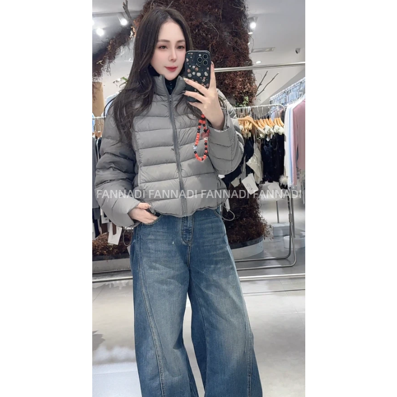 FANNADI【羽绒服】冬季短款拼接毛衣领设计排骨羽绒服 AM 258022