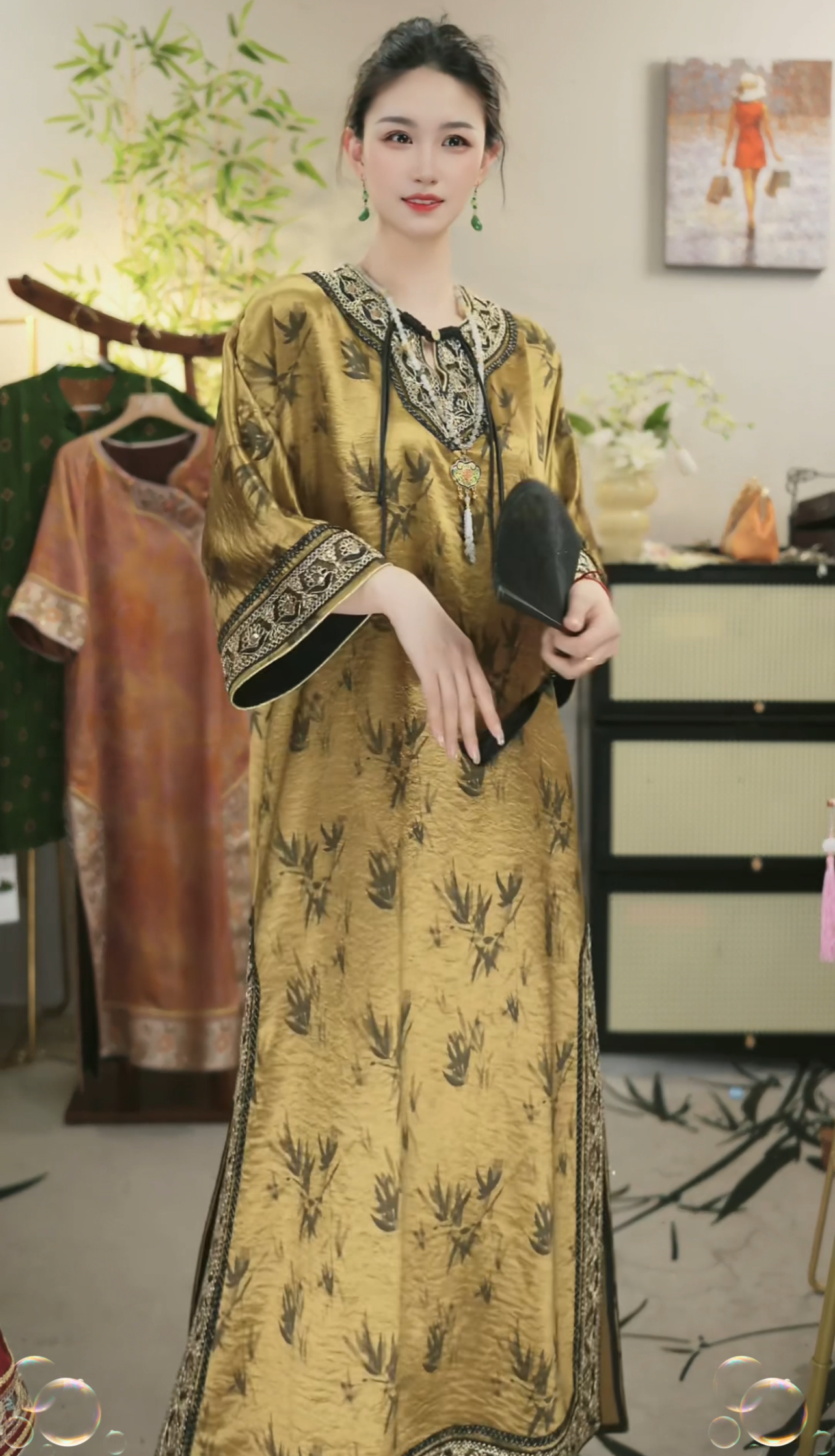 羽唐名2025夏季新款中国风大码复古轻奢新中式裙（2733）