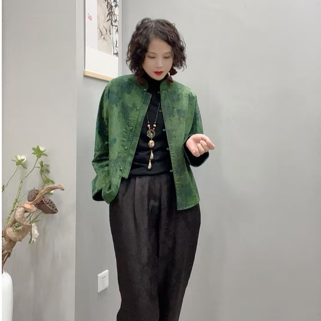 【蚕朵儿】香云纱重磅提花新中式双面双穿上衣24C10