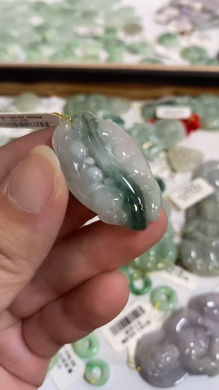 【闪购商品】翡翠挂件18K金镶嵌翡翠挂件10879