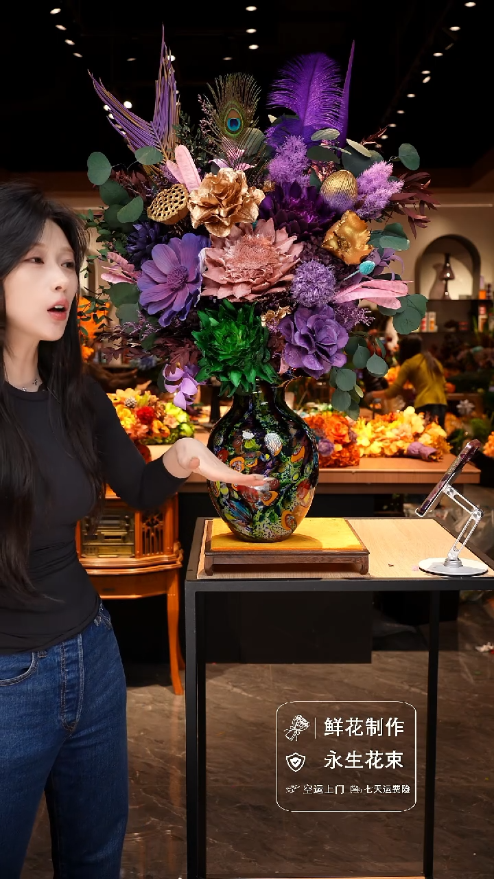 手工艺品琉璃手工花器花束空运包邮送货上门-以图片为准    