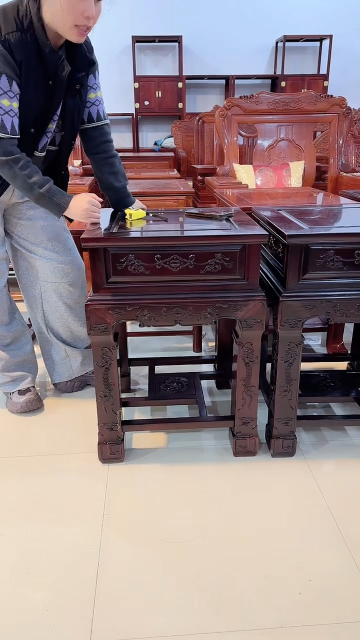 花梨木类成套家具柬埔寨黑酸枝边几14号