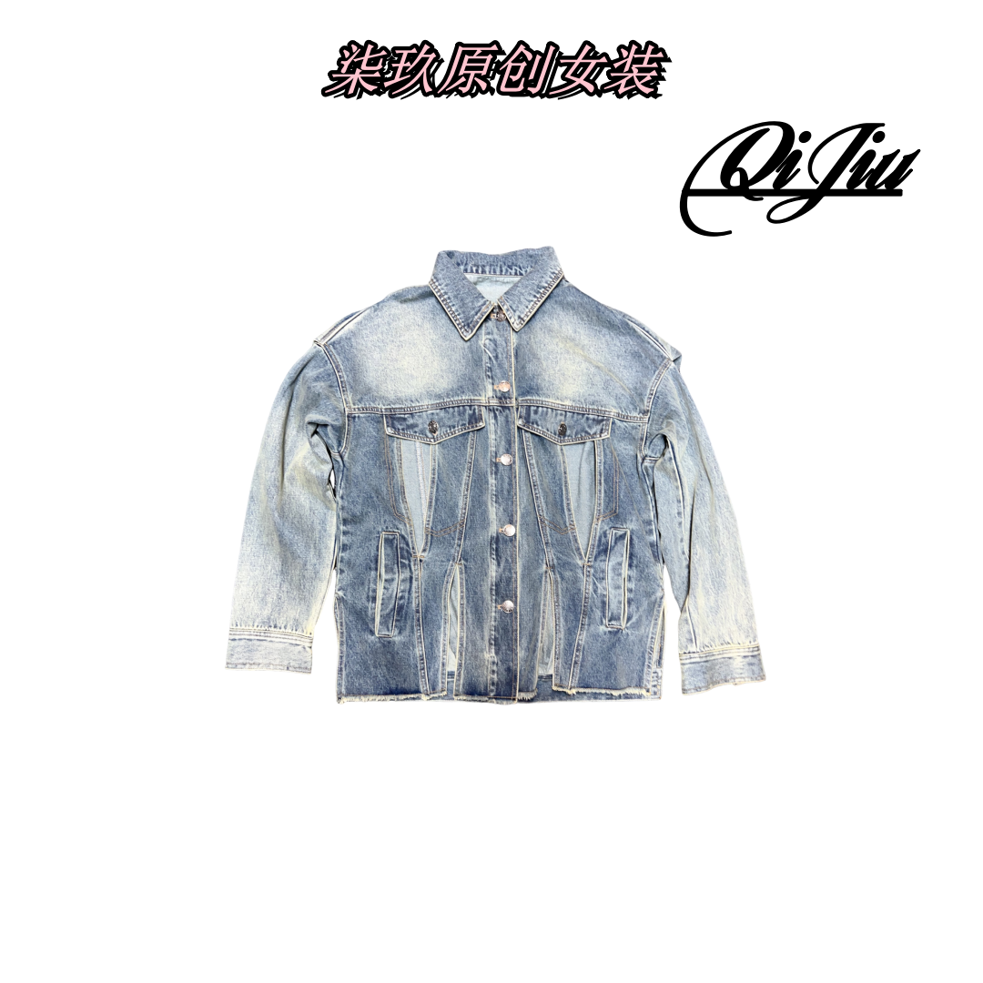 2025春夏新款2F606口袋牛仔外套