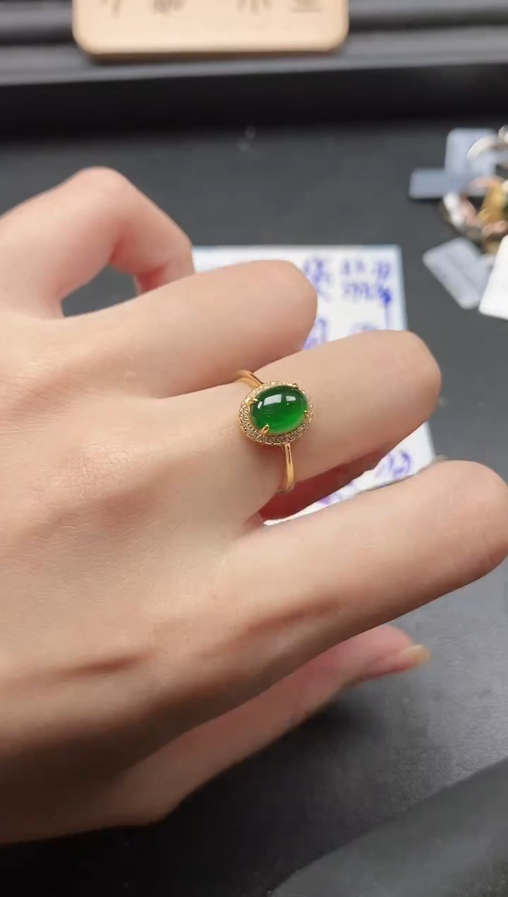 翡翠戒指银S925镶嵌51511