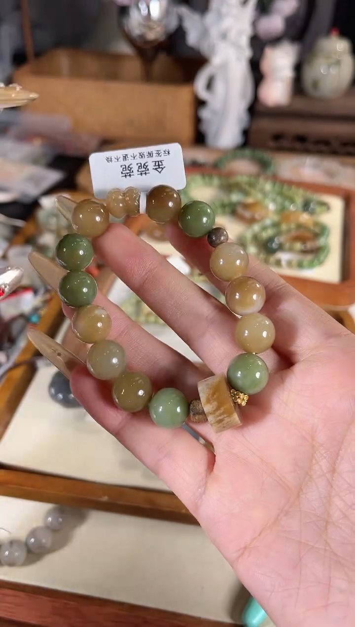 银S925镶嵌手链和田玉多样性发其一