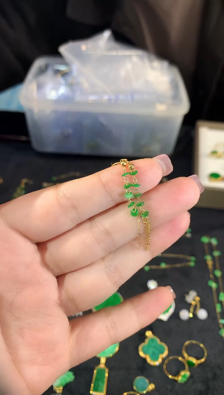 【闪购商品】翡翠耳饰18K金镶嵌3535 zjh