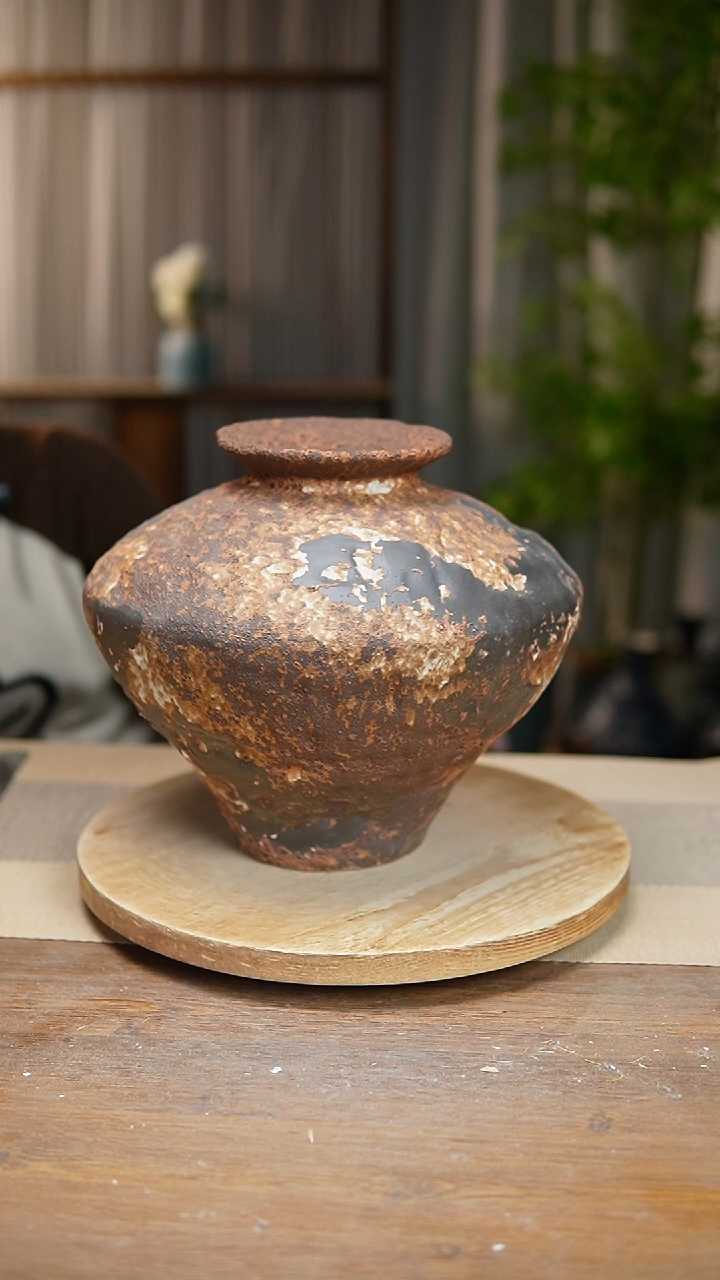 【闪购商品】陶瓷 花器诧寂棕大飞碟 