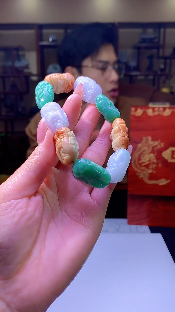 【闪购商品】定制翡翠未镶嵌8003jj-毛货手串84赠礼盒