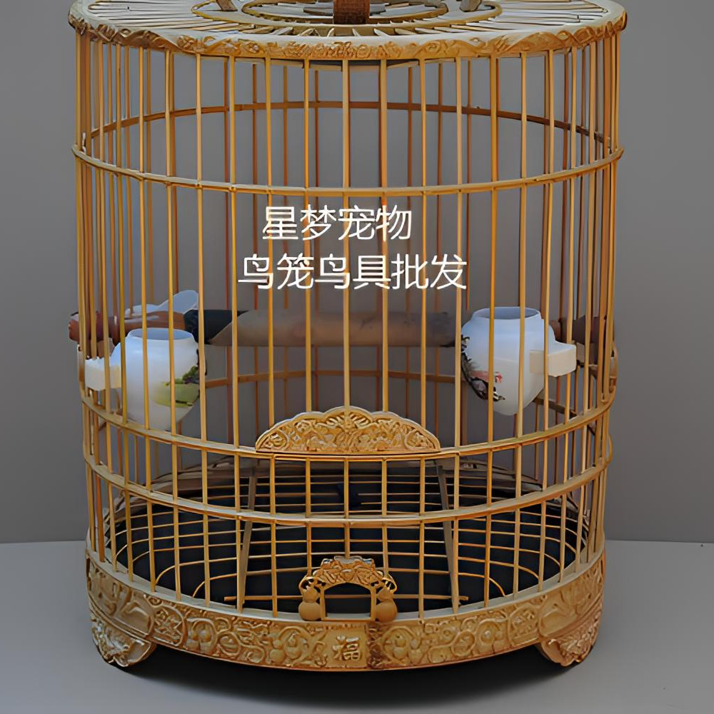 鸟笼竹制鸟笼精品老竹全雕刻画眉鸟笼辣嘴鸟笼全套配齐质量保证