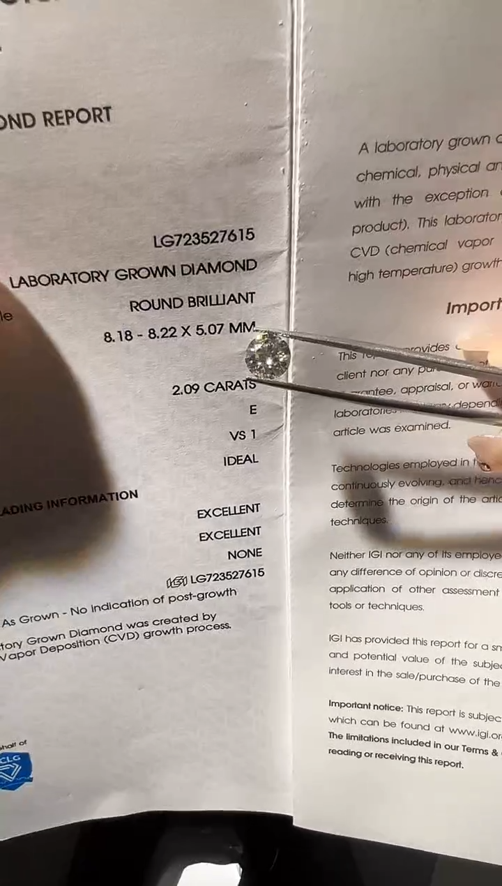 裸石实验室培育钻石仔LG7615 2.09ct