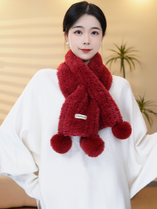 厚款软糯针织围巾纯色女秋冬围脖时尚韩版百搭保暖