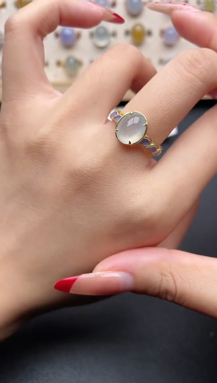 【闪购商品】翡翠戒指银S925镶嵌一物一证一礼盒