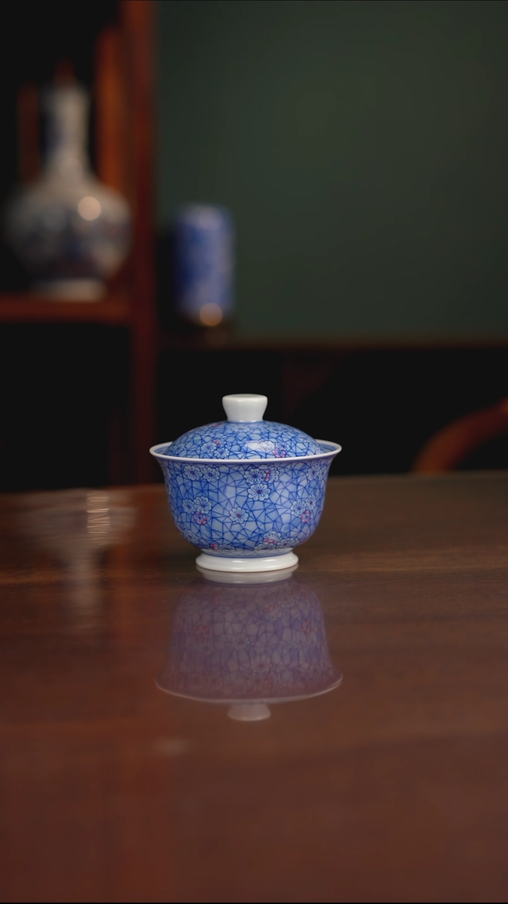 空山明月 青花斗彩