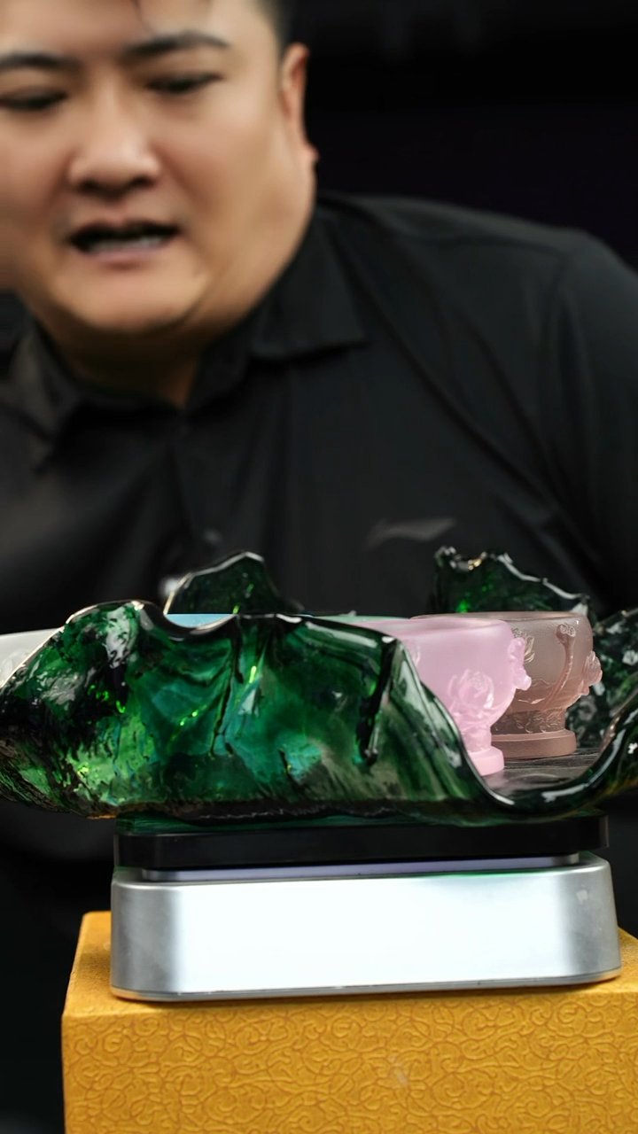 手工艺品琉璃古法琉璃5个烛台1个果盘摆件