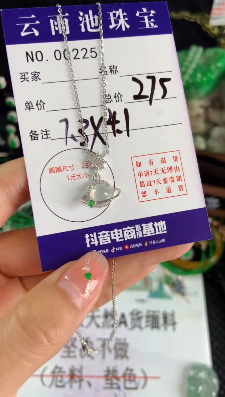 【闪购商品】翡翠颈饰银S925镶嵌翡翠