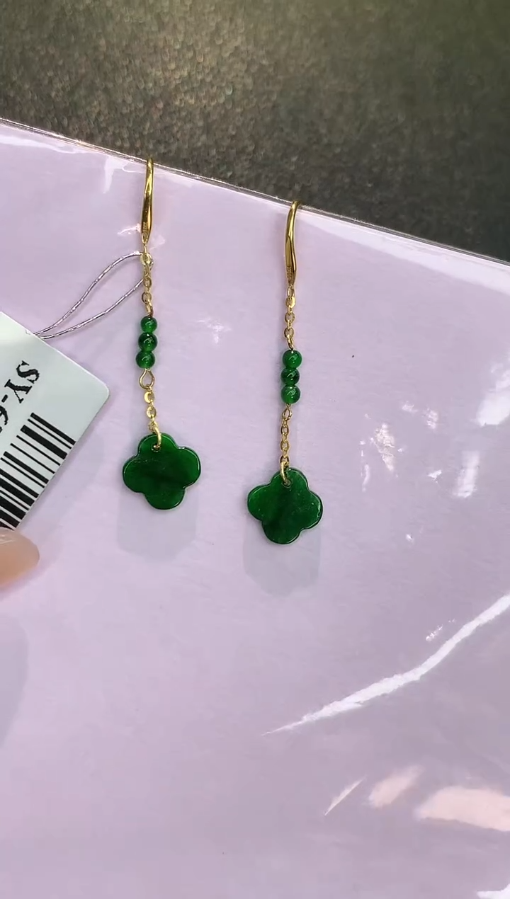 18K金镶嵌翡翠耳饰赠礼盒证书 丁丁