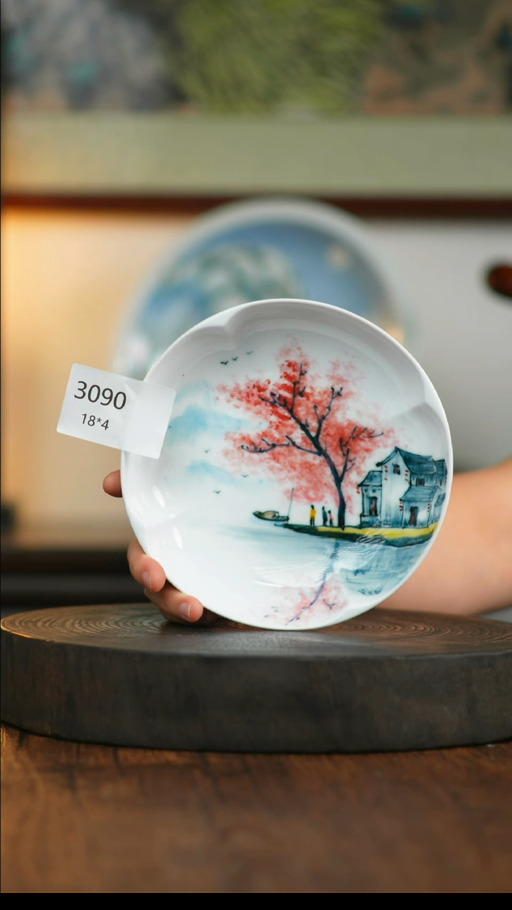 盘景德镇釉下五彩手绘餐具3090