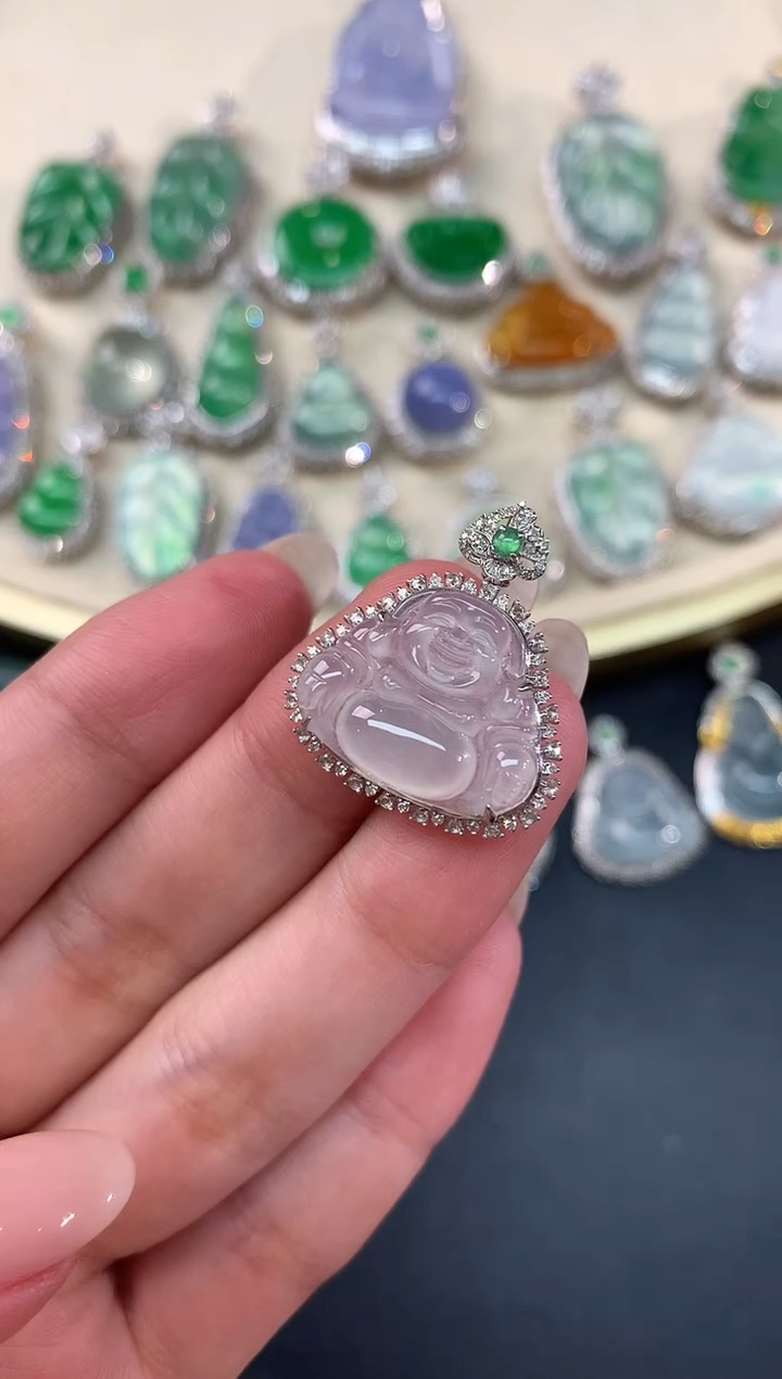 【闪购商品】翡翠吊坠(不含链)18K金镶嵌A123|5800