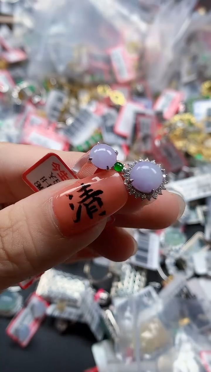 银S925镶嵌戒指翡翠天然A货缅甸翡翠