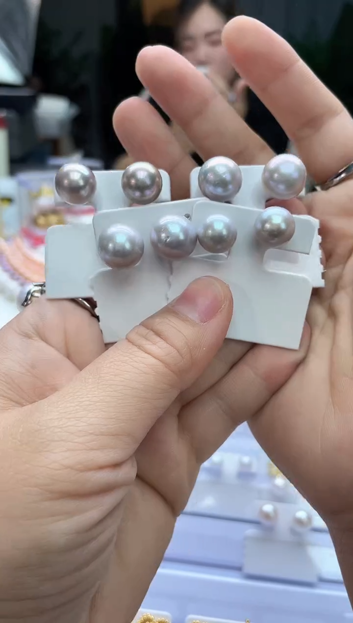 未镶嵌耳饰淡水珍珠灰色系素钉(多样性发一）
