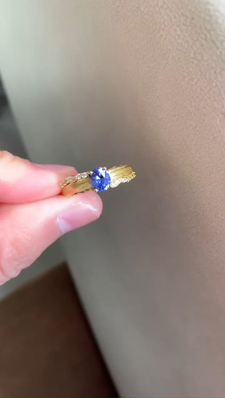 戒指蓝宝石银S925镶嵌戒指