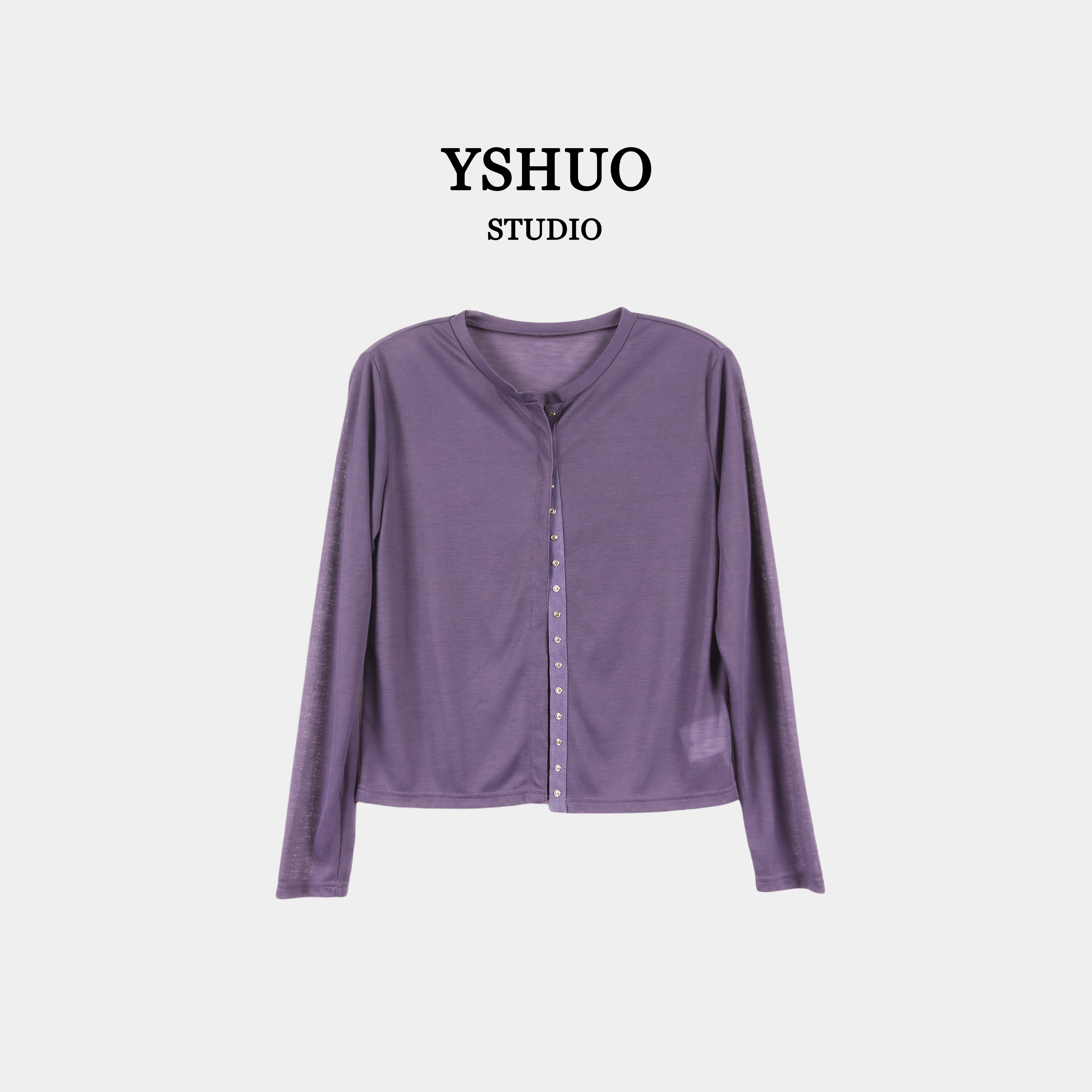 【简约清冷】薄款排扣防晒开衫百搭气质圆领单穿外搭上衣6985