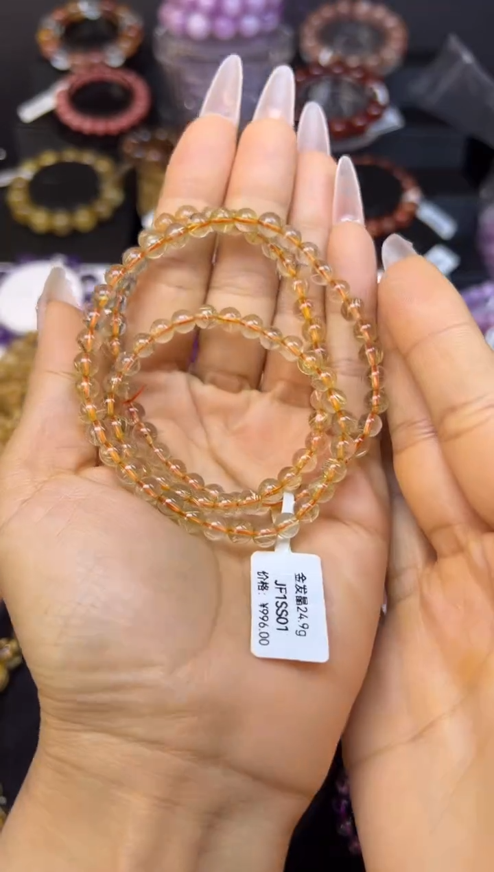 未镶嵌手串水晶金发晶三圈5.8mm