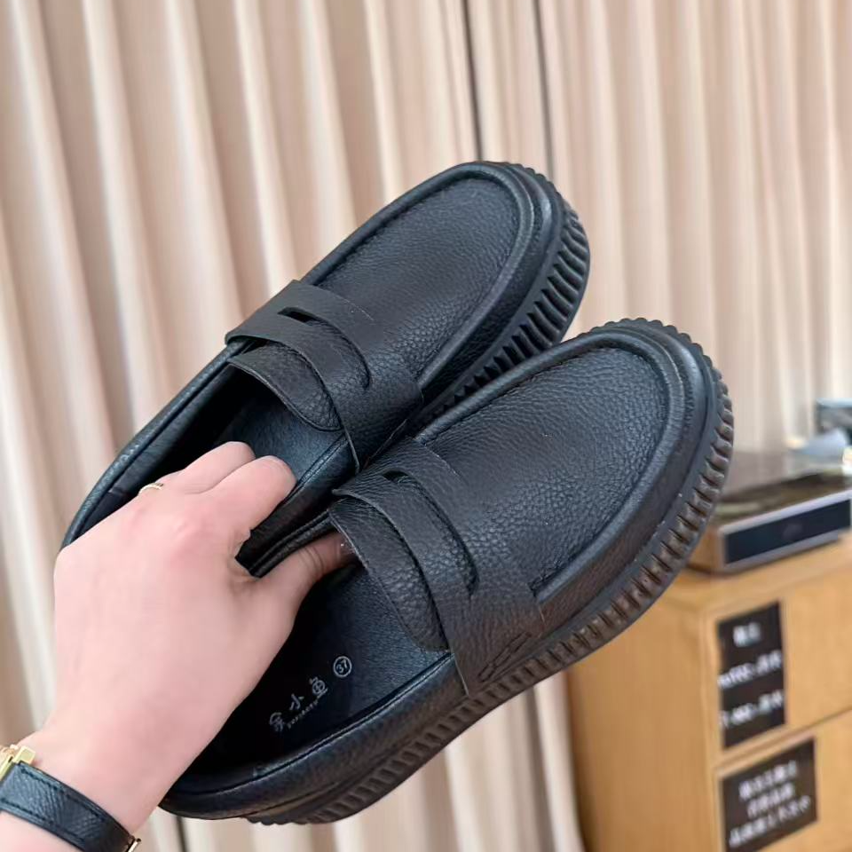 2185余小鱼 黑色乐福鞋纯色厚底时尚舒适百搭韩版女鞋