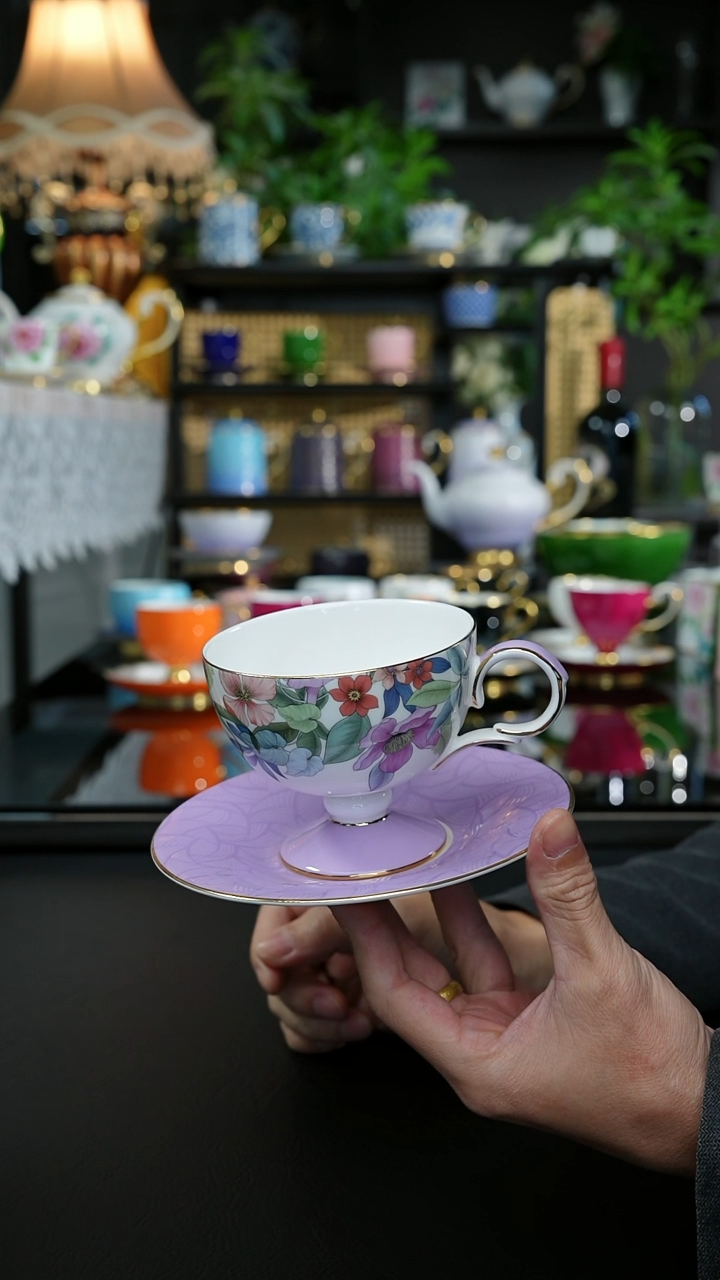 轻舞花扬紫色咖啡杯，，，，，，