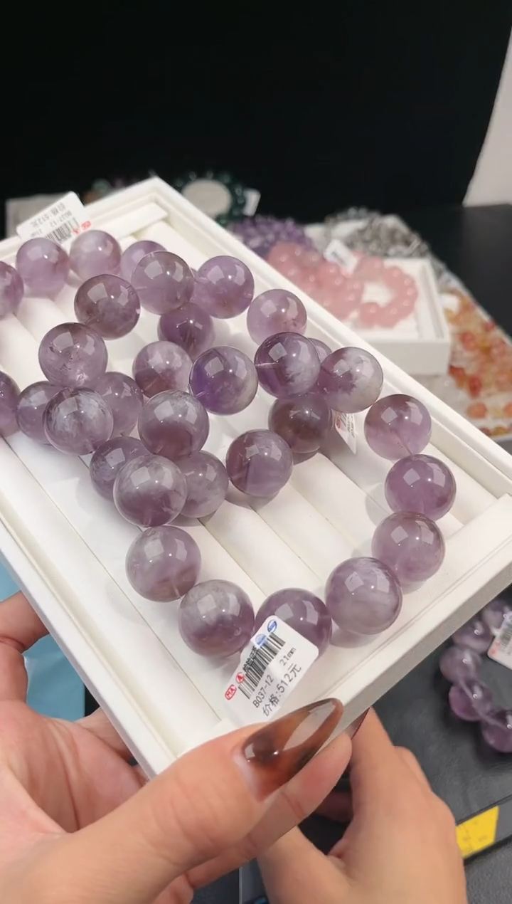 【闪购商品】水晶手链未镶嵌多样性发一紫兔毛21mm