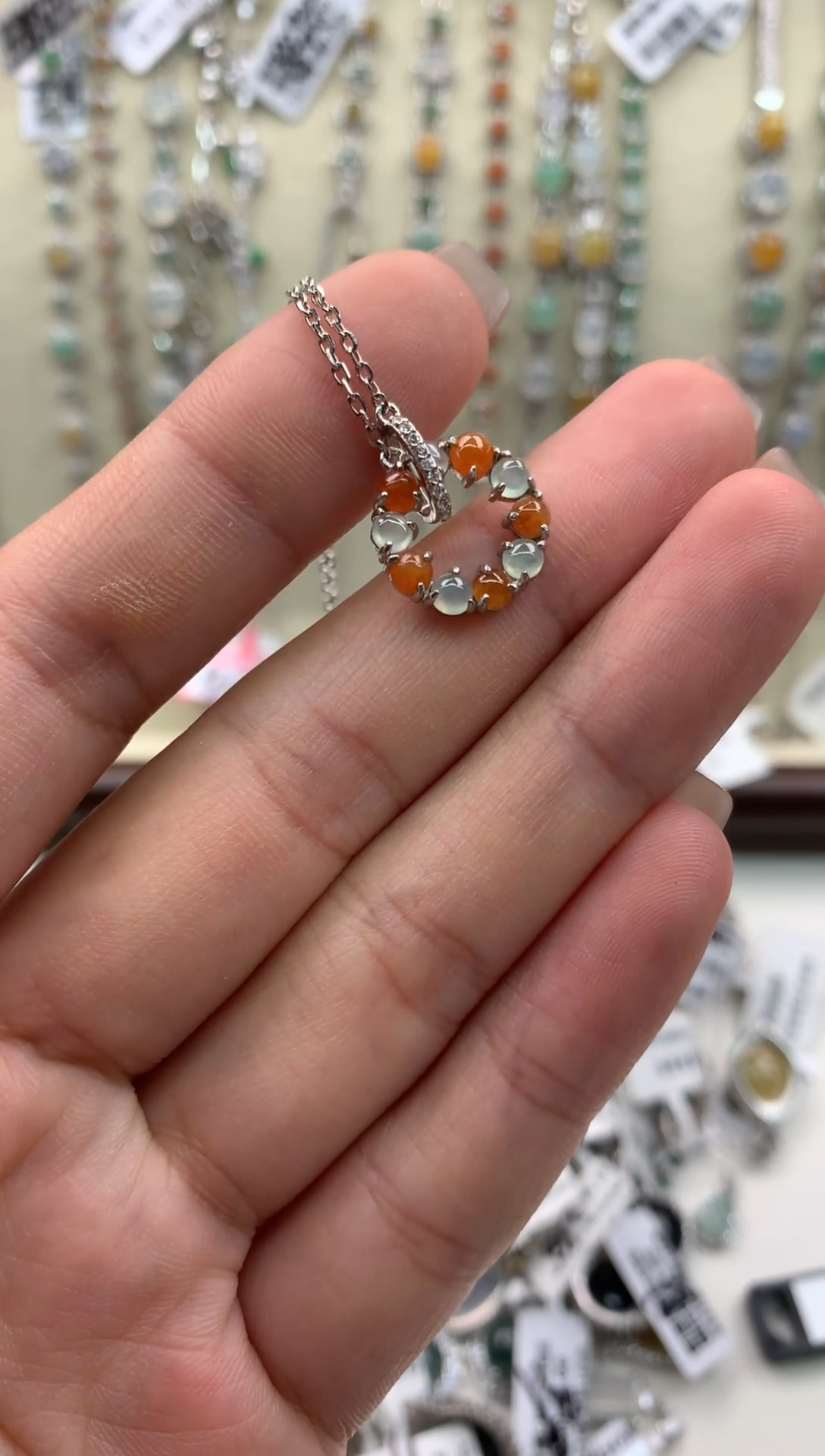 翡翠银S925镶嵌颈饰5