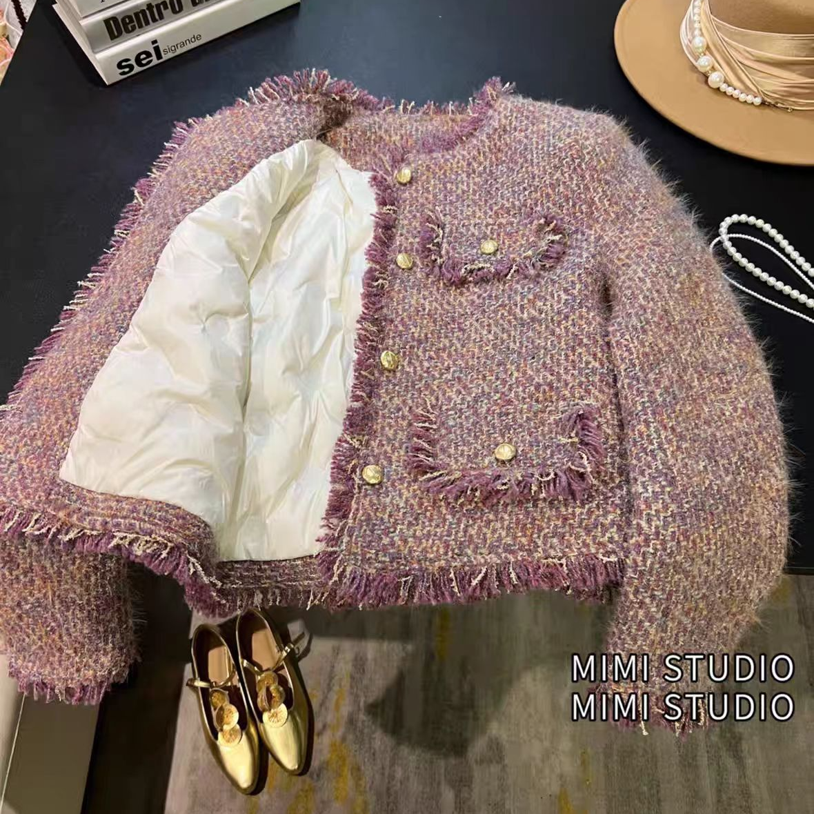 【当天发＋运费险】乌梅子酱充绒内胆小香风流苏洋气外套时尚P2428