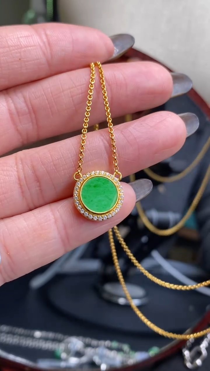 颈饰银S925镶嵌翡翠18145