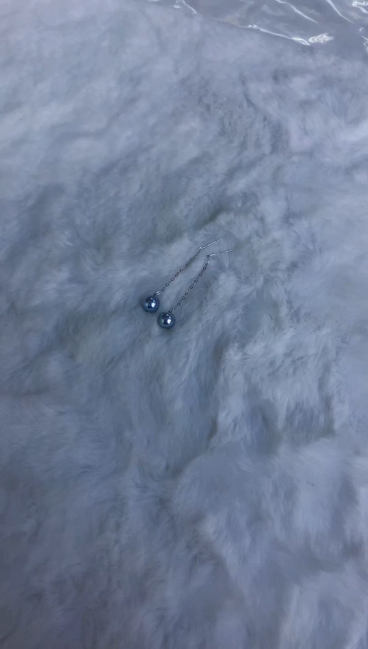 18K金镶嵌海水珍珠饰品6-6.5真多麻色设计款耳线