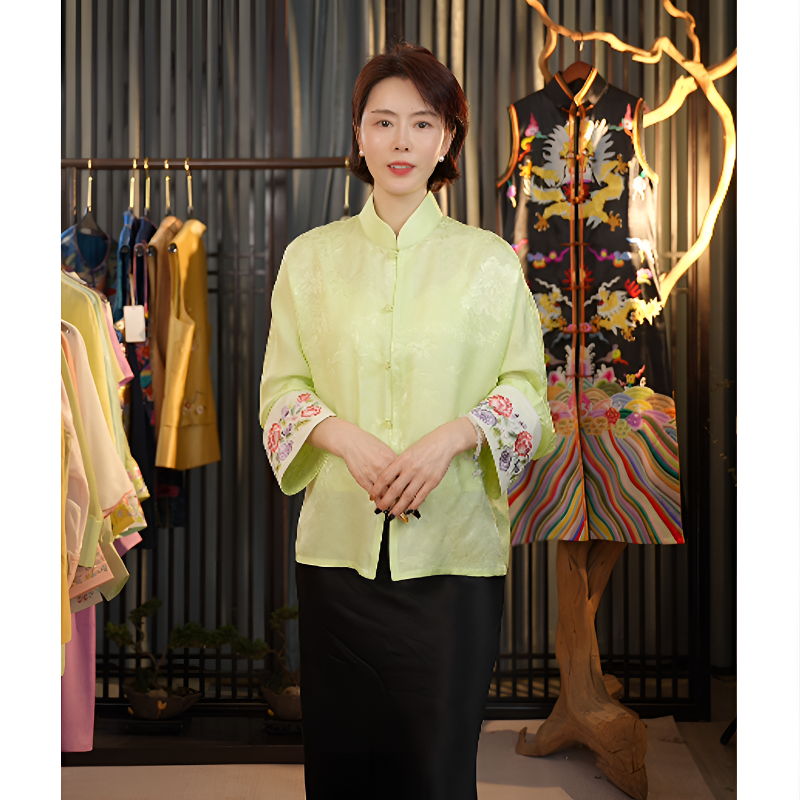 【苏雅绣-花萝】 2025新款桑蚕丝花罗长袖上衣中国风夏季