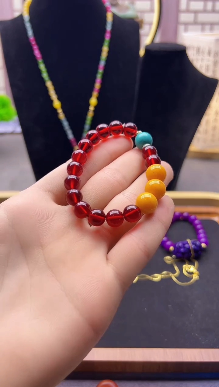 【闪购商品】血珀手链14K金镶嵌S364         