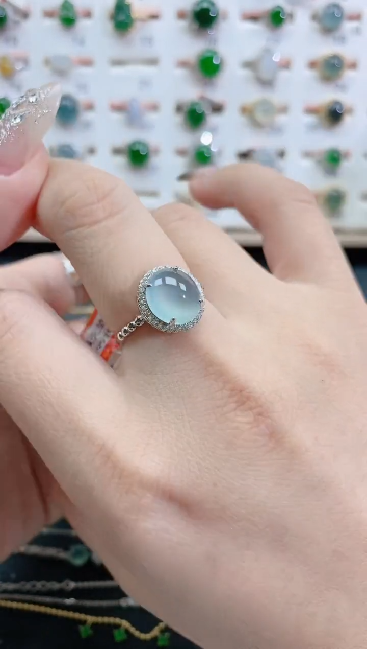 银S925镶嵌戒指翡翠天然翡翠