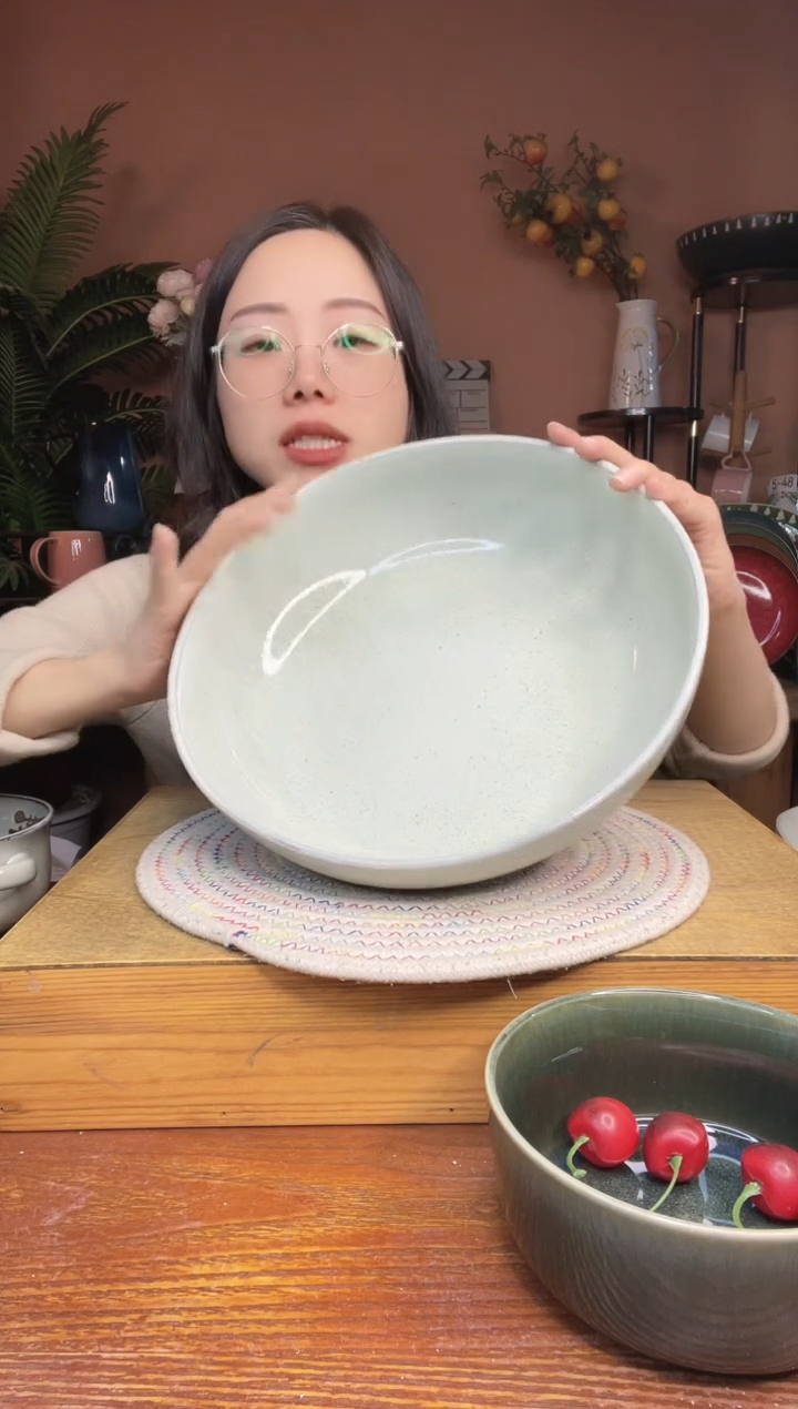 陶瓷10.5英寸麻点大汤碗 微瑕疵