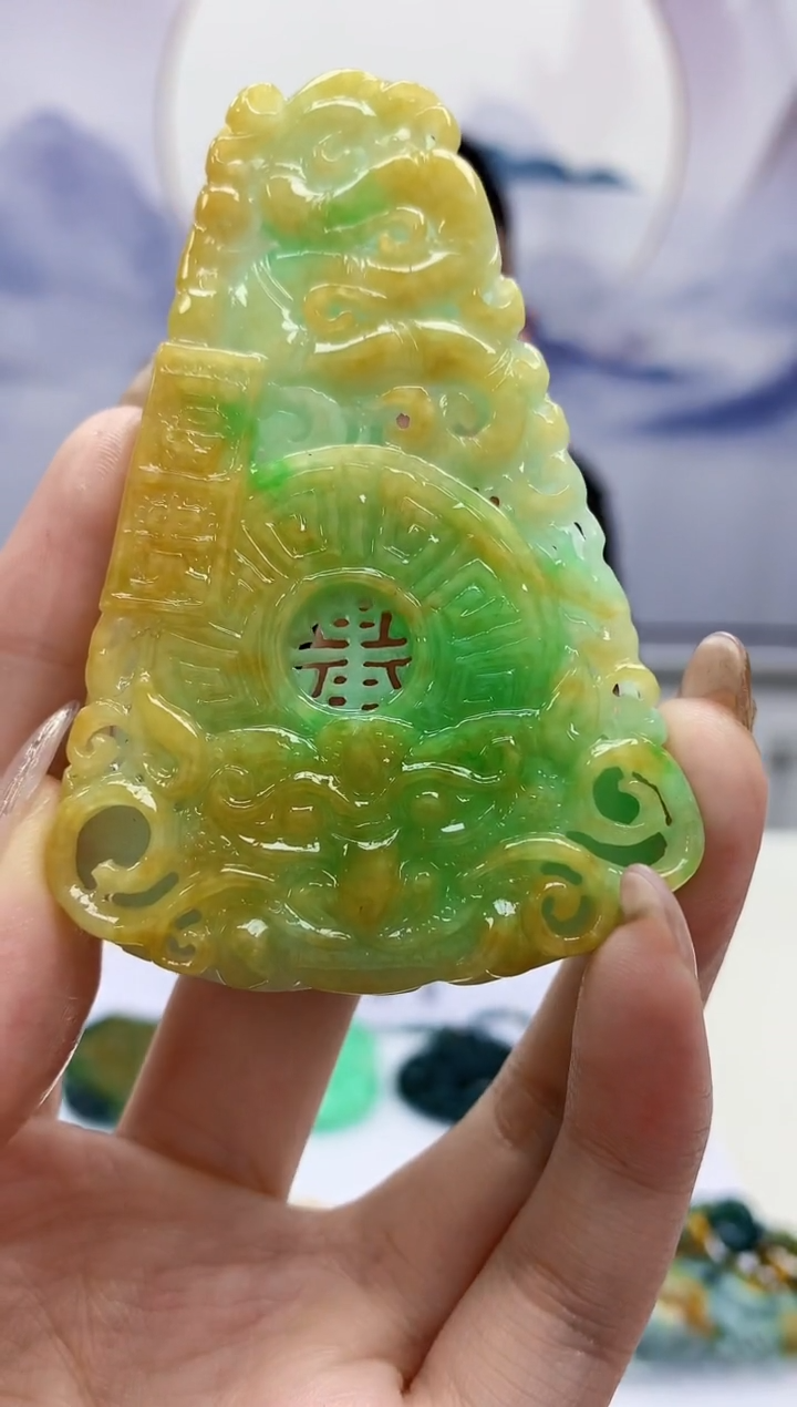 【闪购商品】定制翡翠未镶嵌5152jw-毛货挂件76