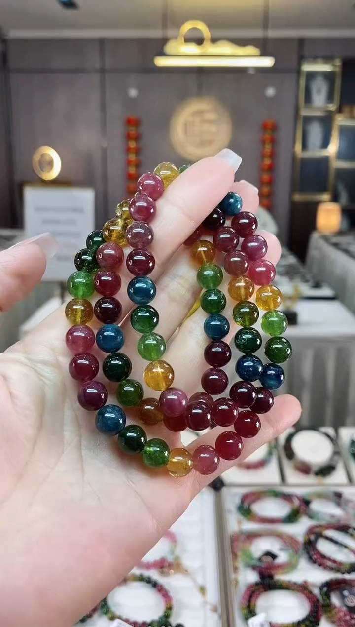 【闪购商品】碧玺三圈手串8mm+未镶嵌（多样性发一条）hon