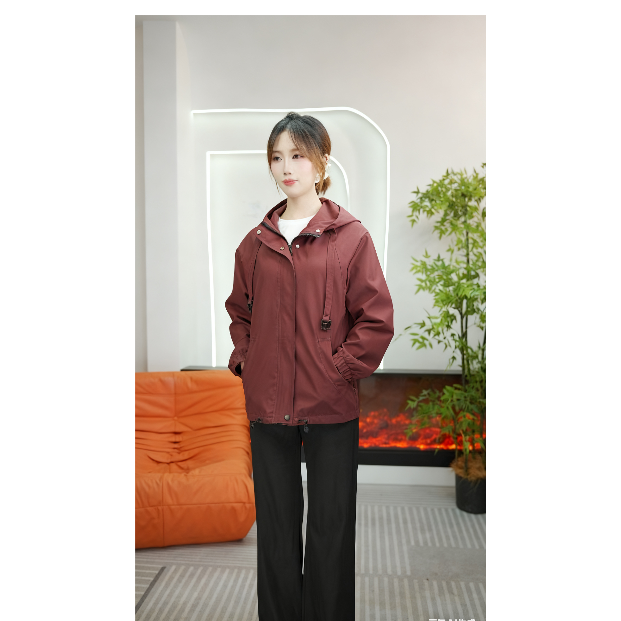 中年妈妈连帽夹克外套女2025春秋季时尚新款冲锋衣显瘦短款上衣