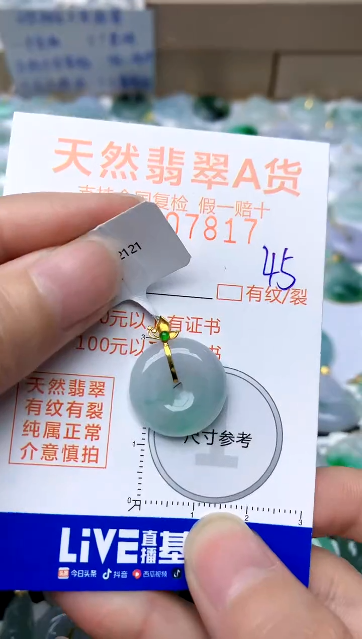 【闪购商品】翡翠颈饰18K金镶嵌45天然A货翡翠