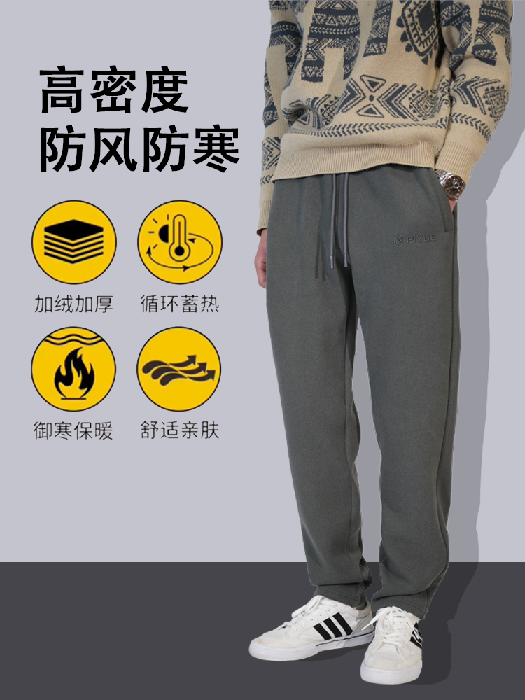 防风裤高密度加绒加厚卫裤运动休闲裤秋冬款直筒裤宽松百搭男士