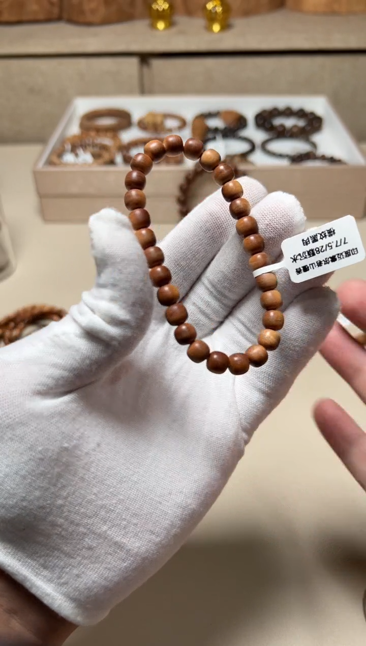 檀香木手串/手链沉水老山檀香7/7.5横纹黑肉