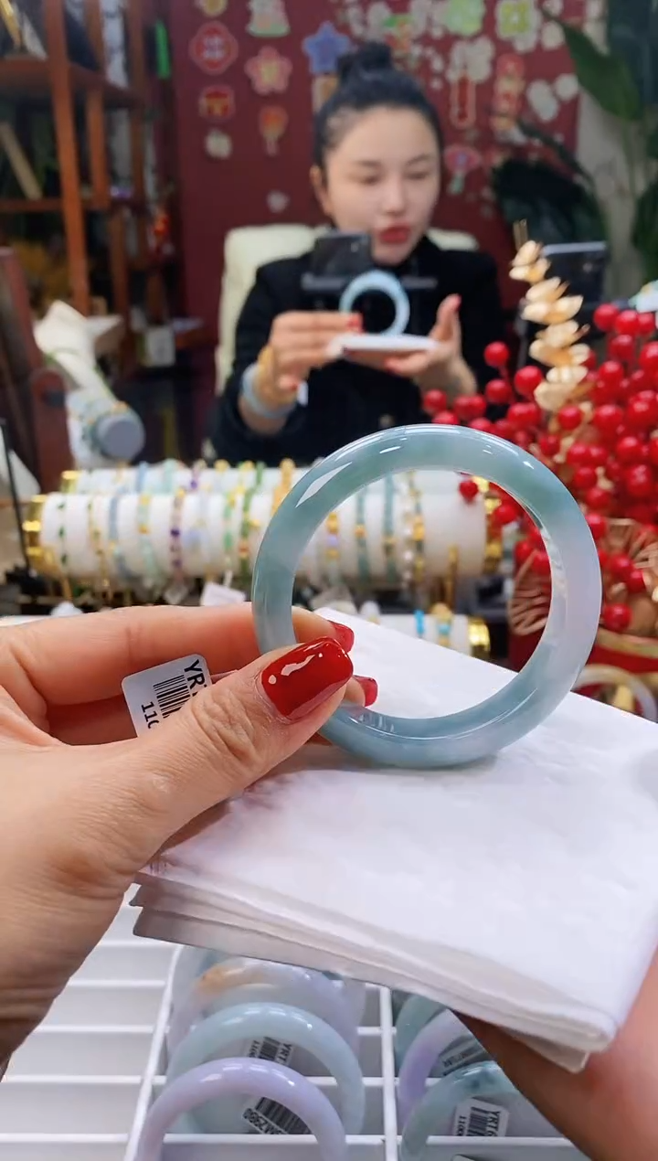 【闪购商品】翡翠手镯未镶嵌102雾霾蓝5455/13.0*8.0