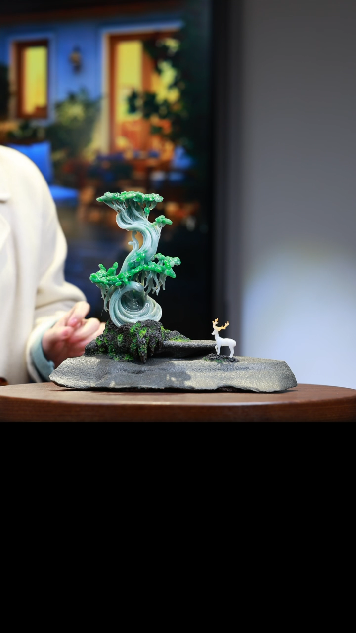 【闪购商品】定制翡翠未镶嵌翡翠福鹿迎春